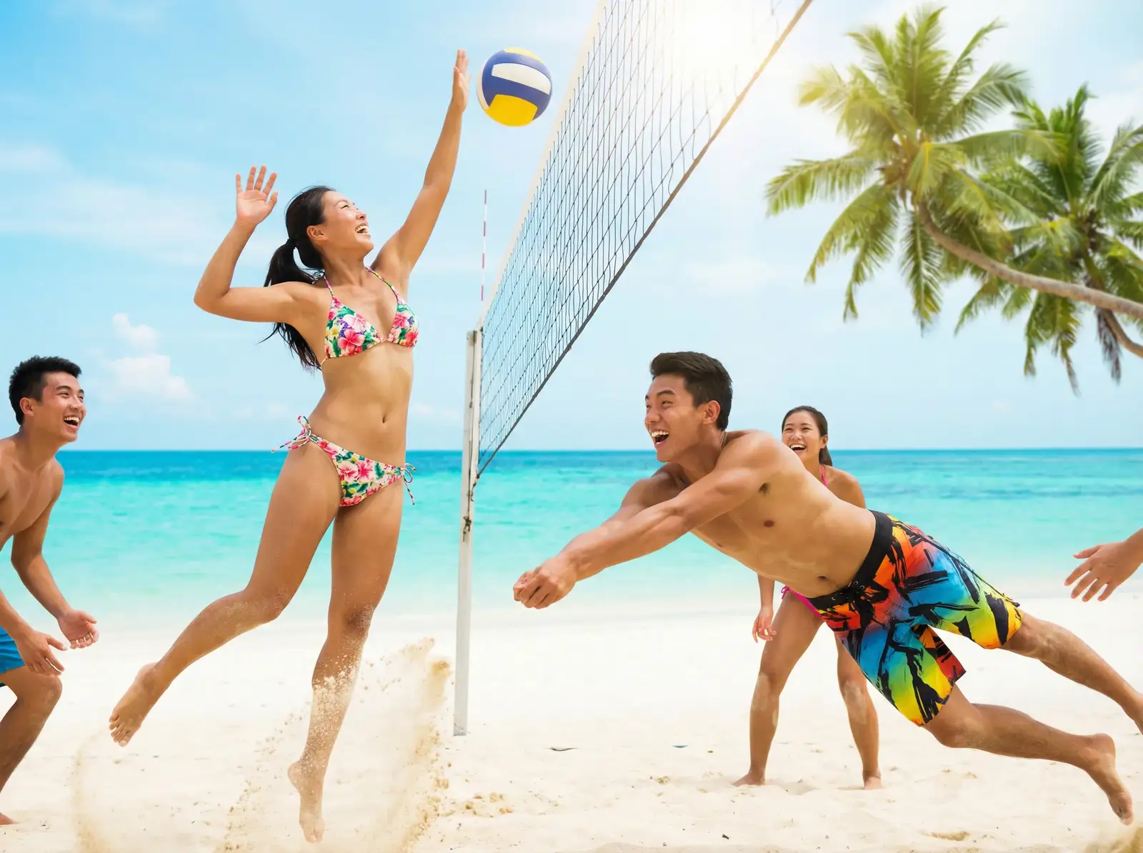 爱情岛 嘉宾们在沙滩上打排球